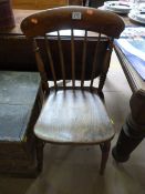 A Victorian Elm stick back chair
