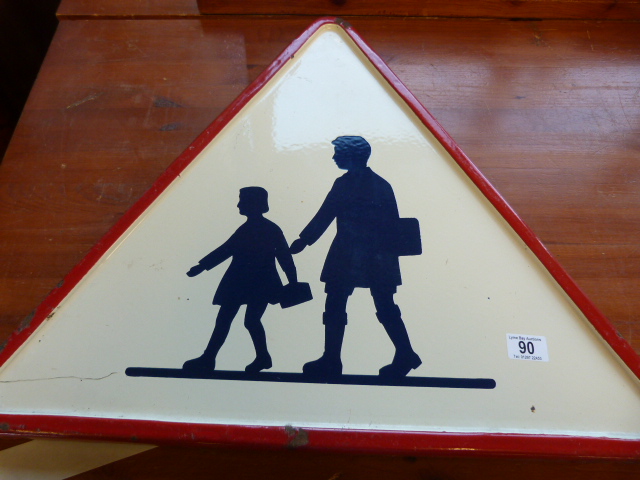 A French enamelled Road crossing sign 'children crossing road' - Image 2 of 9