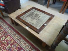 A low pine coffee table