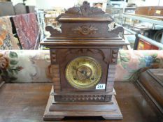 An oak bracket clock