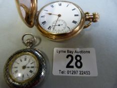 Gold plated pocket watch and a ladies watch