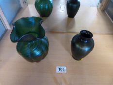 Two Loetz style iridescent vases