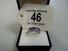 Five stone Tanzanite ring in 9ct White gold