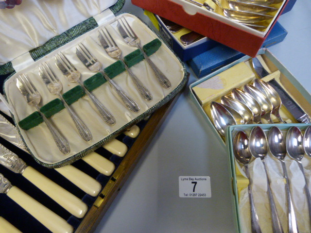 A quantity of silver plated cutlery - cased