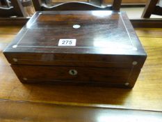 Rosewood jewellery box inlaid with mother of pearl- key in office