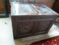 An early oak blanket box/ coffer
