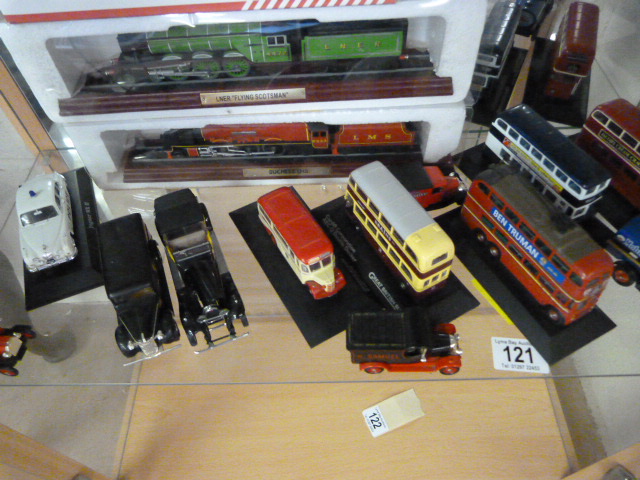 A quantity of various model cars, trains and an Eddie Stobart lorry