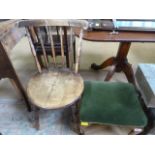 Green upholstered stool and a chair