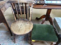 Green upholstered stool and a chair