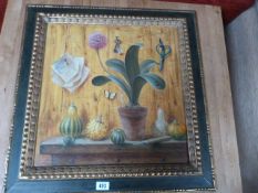 An oil of a still life, signed Marcus Stone