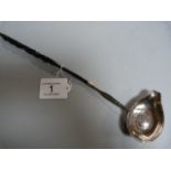 A Toddy Ladle - with a silver coin in bowl dated 1745 Handle A/F