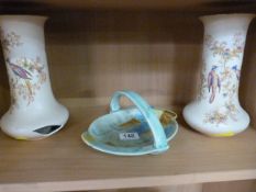 A retro style dish and two vases - 1A/F