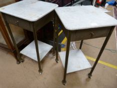 A pair of Marble topped bedside tables