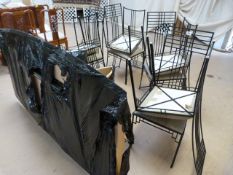 A Modern pedestal dining table and eight chairs