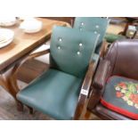 Two oak framed captains chairs