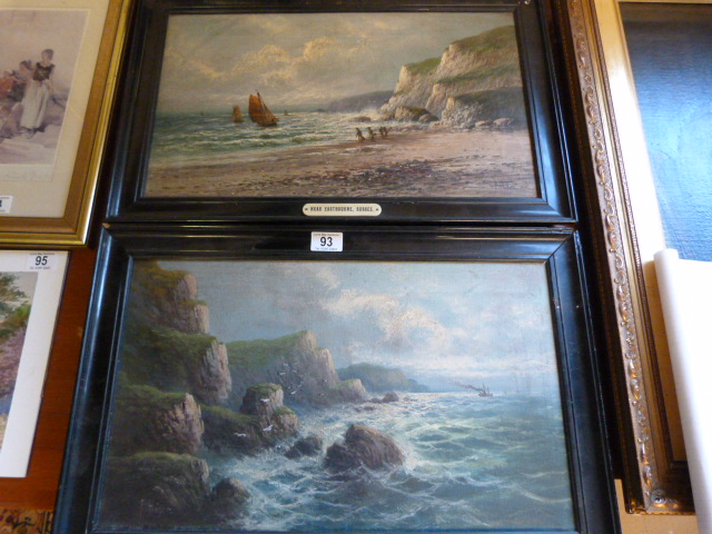 A pair of Frank Hider oil paintings on canvas- High Tide and Near Eastbourne,Sussex