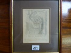 A pencil sketch by Arthur Hughes reportedly from the collection of Frank Eastman