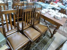 An extending dining table and six chairs