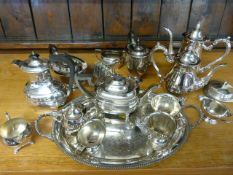 Quantity of various silver plated items including two tea sets