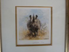 Signed Ltd Edition ( 500/1000) David Shepherd print of a Rhino