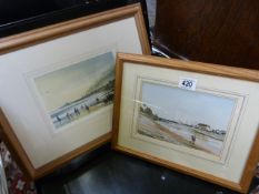 2 Bob Bradshaw watercolours of the Axe Estuary and Lyme Regis