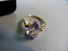 Pink Amethyst 3.10ct 9ct gold ring, amethyst and diamond shoulder detail