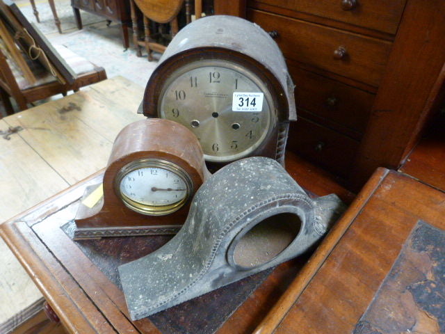 Two mantle clocks and one case
