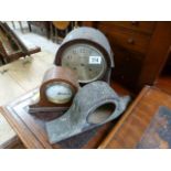 Two mantle clocks and one case