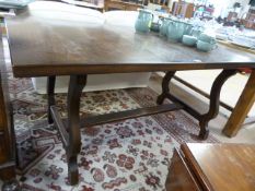 Oak refrectory style table with integral leaf