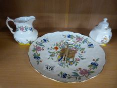 Pemroke Cake stand and Aynsley Milk jug and sugar pot