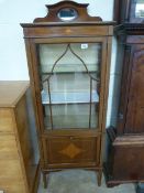 Edwardian inlaid display cabinet with music cabinet under