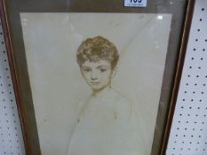 A Frank Eastman pencil drawing of a young boy dated 1924