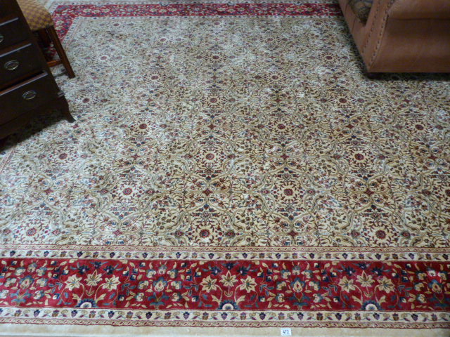 Ivory ground Kashmir rug with a red border - Image 2 of 3