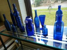 A quantity of various pieces of blue glass