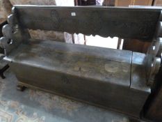 Antique monks bench inscribed "Ludders Anno 1621"