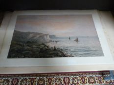 2 unframed watercolours and a print