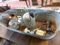 Galvanised bath, Bucket and Watering can