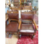 A Set of six ornate leather upholstered chairs