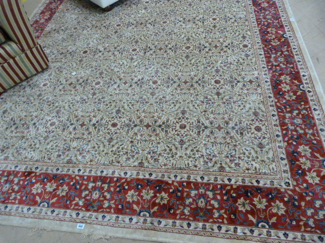 Ivory ground Kashmir rug with a red border - Image 3 of 3