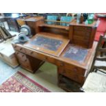 A Victorian mahogany twin pedestal desk A/F