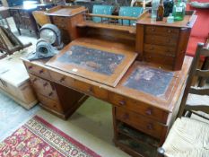 A Victorian mahogany twin pedestal desk A/F