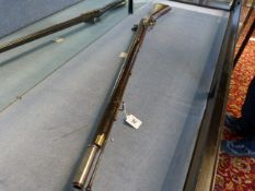 An India Pattern Brown Bess, 39inch barrel, border engraved lock stamped with a crown over GR and