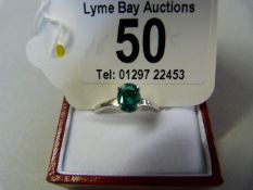 A 1.8ct Zambian Emerald ring set in 14ct white gold