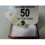 A 1.8ct Zambian Emerald ring set in 14ct white gold