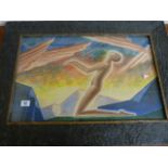 An Art Deco picture "Earth's dilemma"by Michael R C Laurie dated 1929