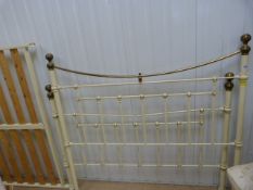 A brass and iron framed bed