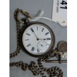 An improved patent lever "fine silver" pocket watch on a silver Albert