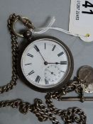 An improved patent lever "fine silver" pocket watch on a silver Albert