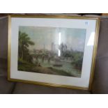 Large decorative print of a river scene signed Taggart