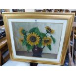 An oil of sunflowers signed H Schallenberg